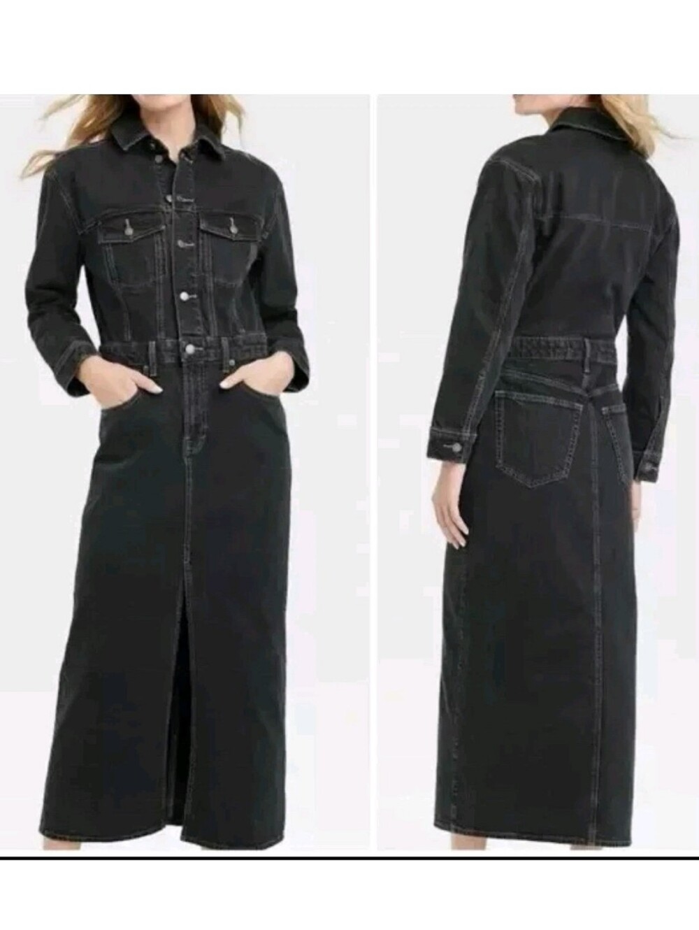 Black Denim Dress Size Small Black Denim Dress Size 0 Dress Black Fall Dress XS